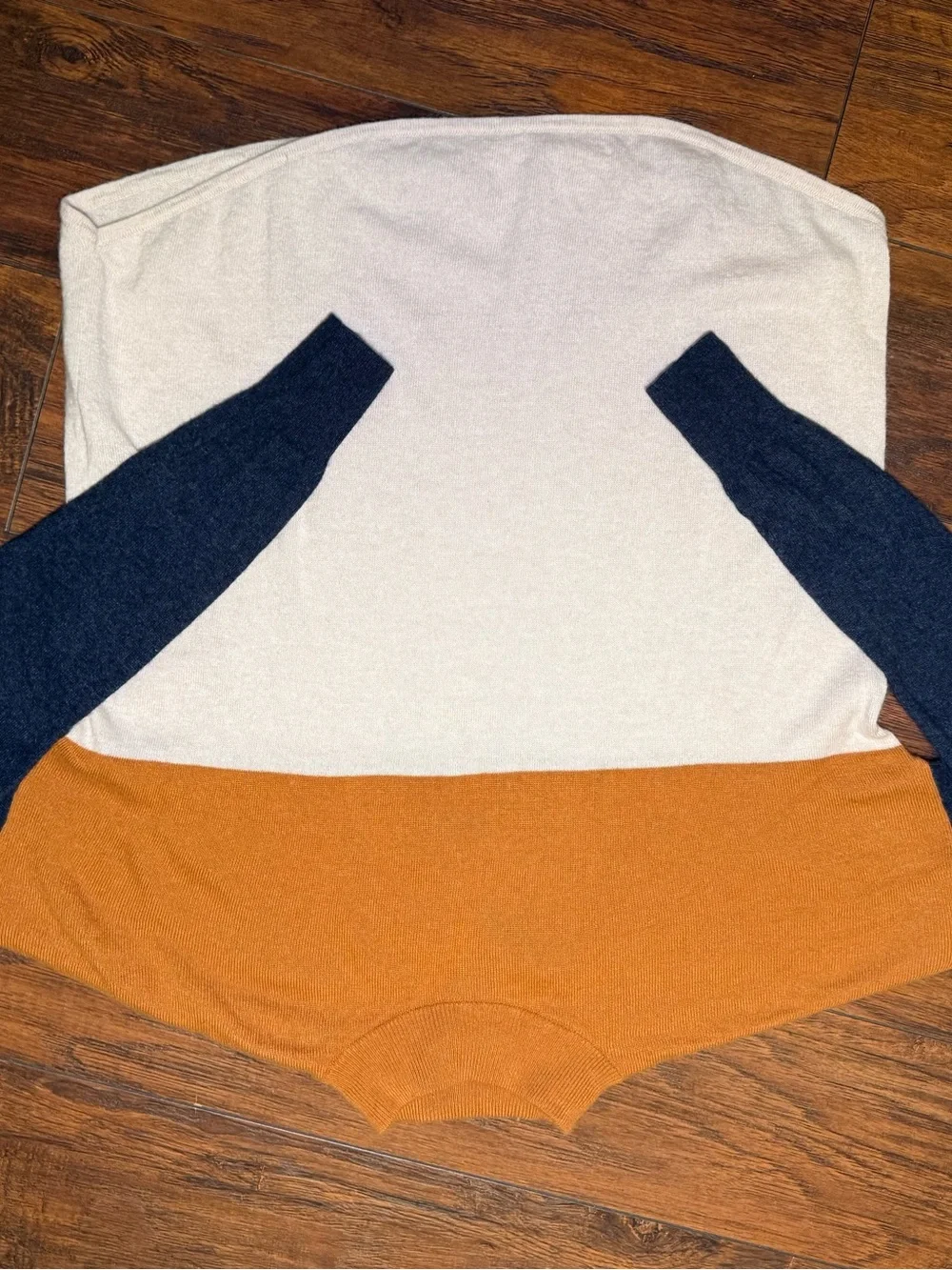 Madewell Colorblock Ashbury Mockneck Sweater Size Small Mustard Cream & Navy